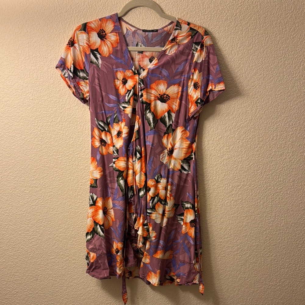 Floral Purple and Orange Dress